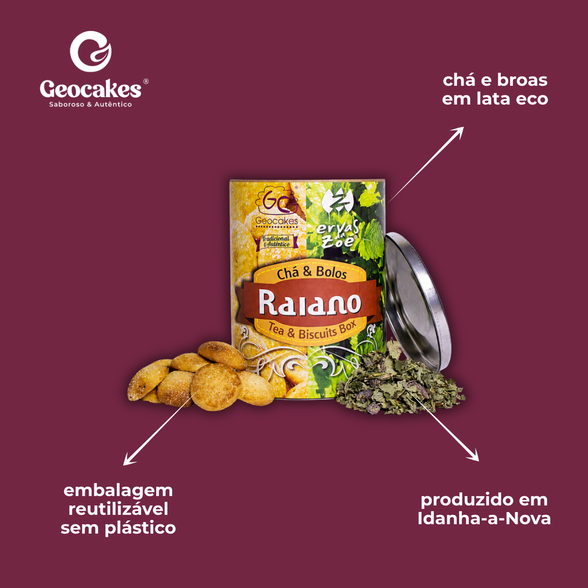 RAIANO Bio – Kräutertee und Honigplätzchen in der Öko-Dose | Geocakes