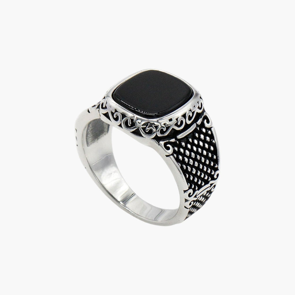 Schutzring aus 925er Silber mit schwarzem Achat