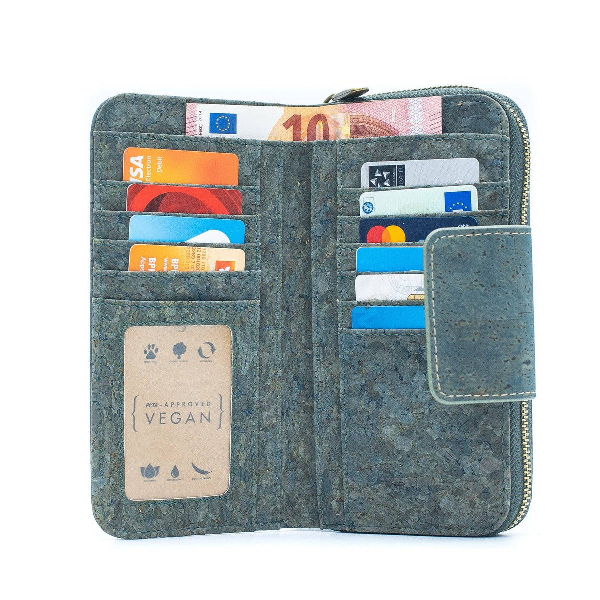 Turquoise Color cork bifold Ladies Pattern Cork Wallet BAG-2089