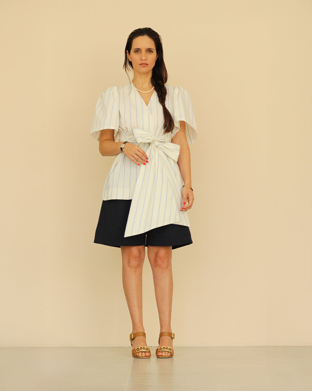 Blusa | Honey "stripes" cinturón y manga extra grande Adulto