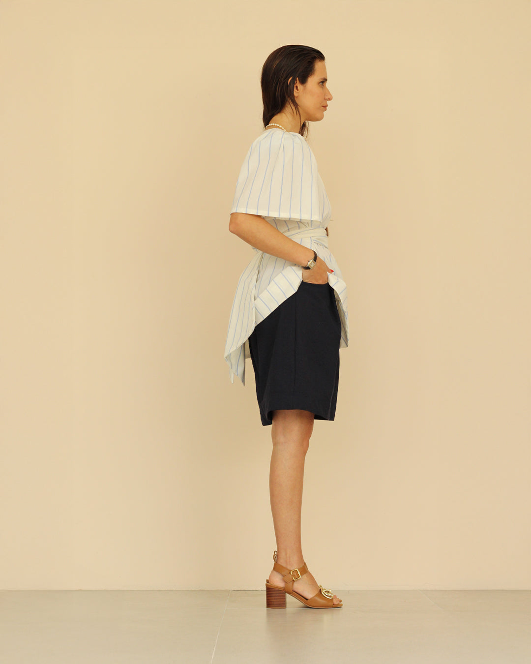 Blusa | Honey "stripes" cinturón y manga extra grande Adulto