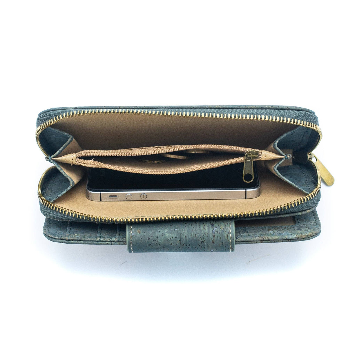 Turquoise Color cork bifold Ladies Pattern Cork Wallet BAG-2089