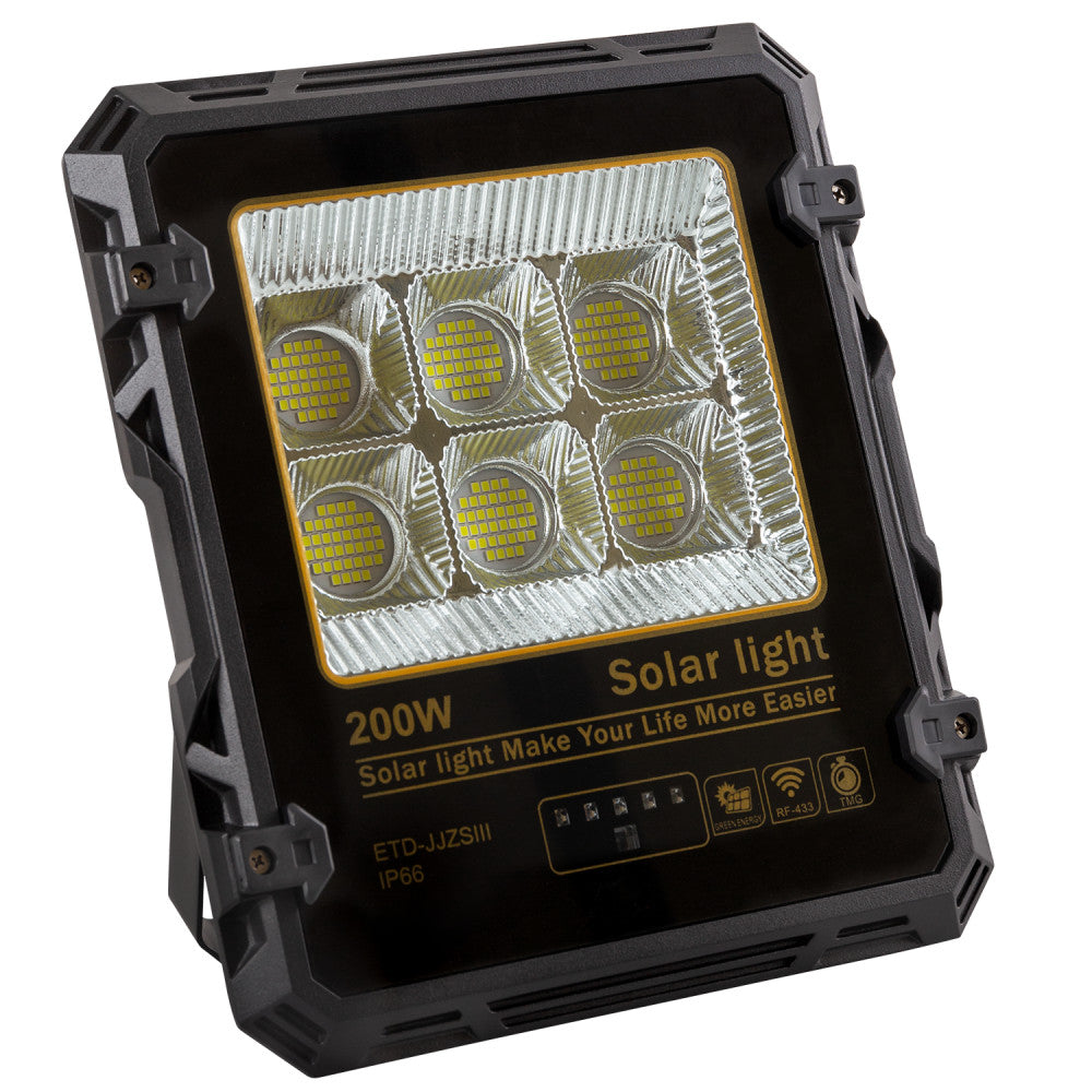 Foco 200W con Panel Solar Control Remoto IP65 [1916-FLSOL-200W-CW]