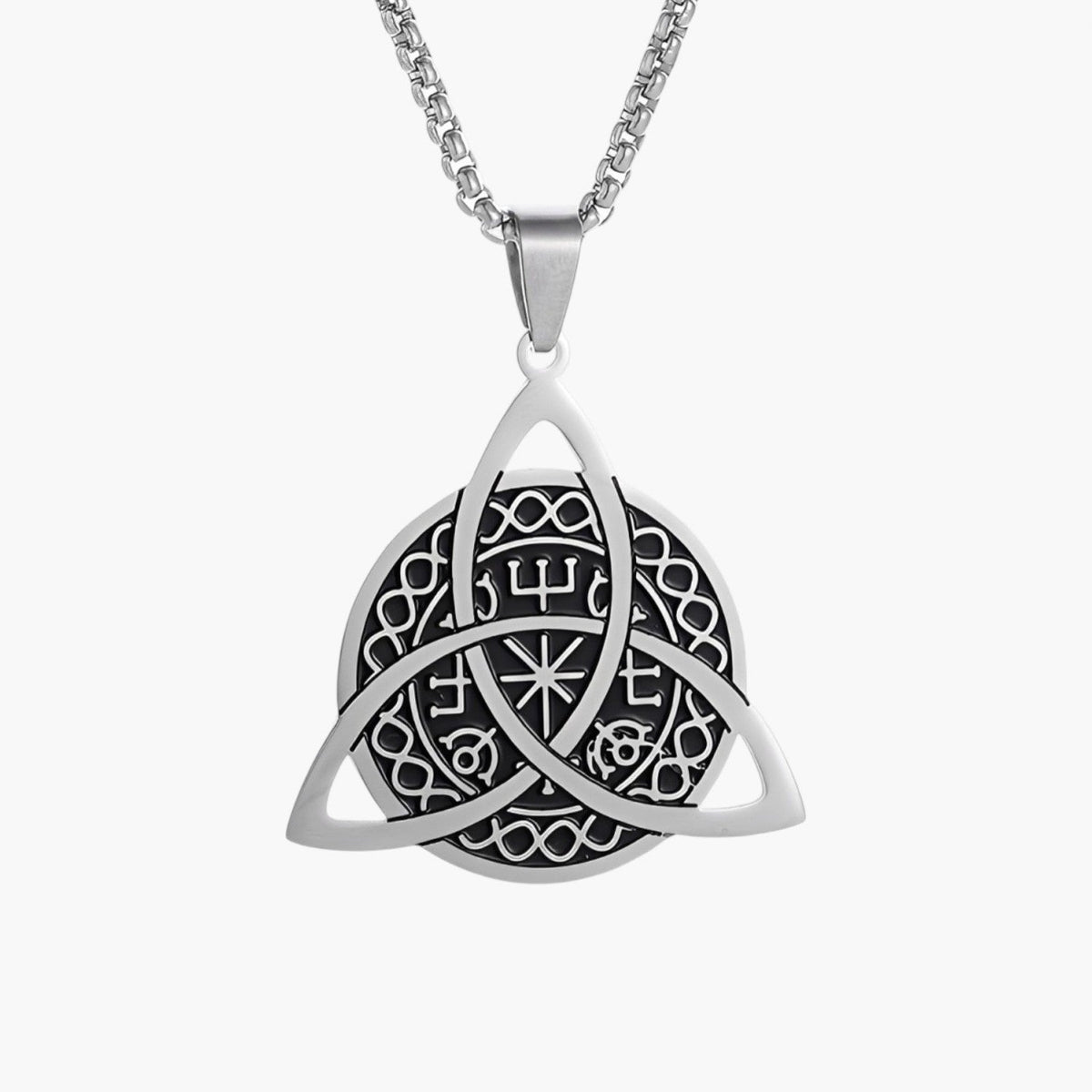 Colar Amuleto Triquetra Celta em Aço Inoxidável