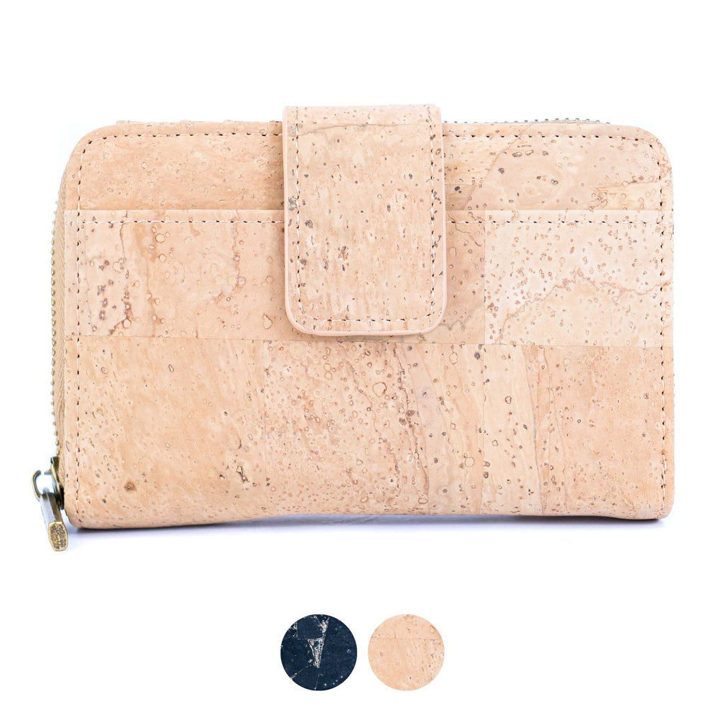 Natural Cork Zip-Around Wallet for Women BAG-2202