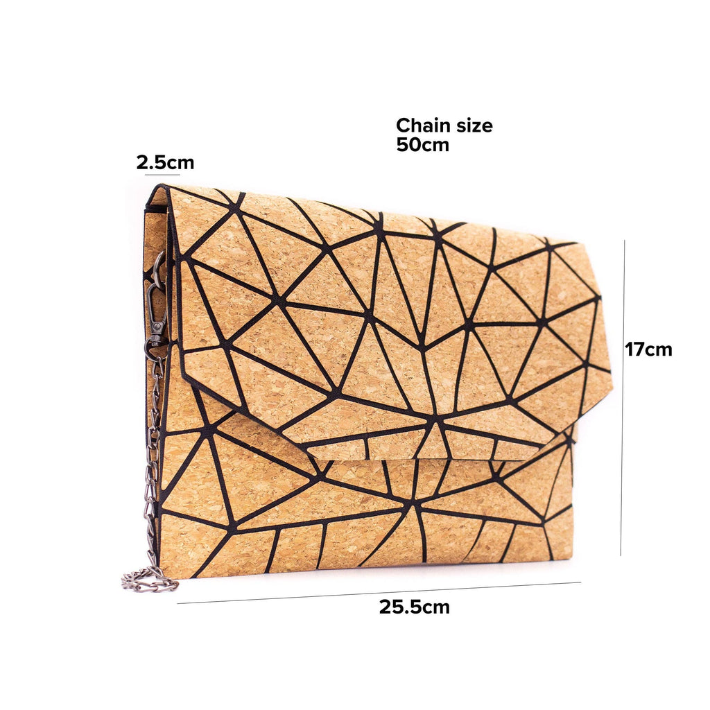 Geometrische Ketten-Umhängetasche aus Kork BAG-2069