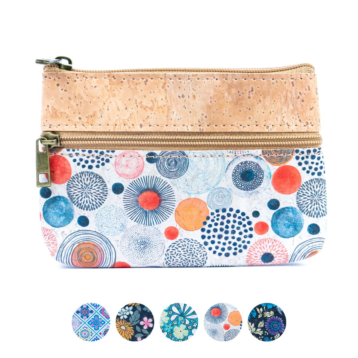 Triple Zip Cork Coin Purse BAG-2325