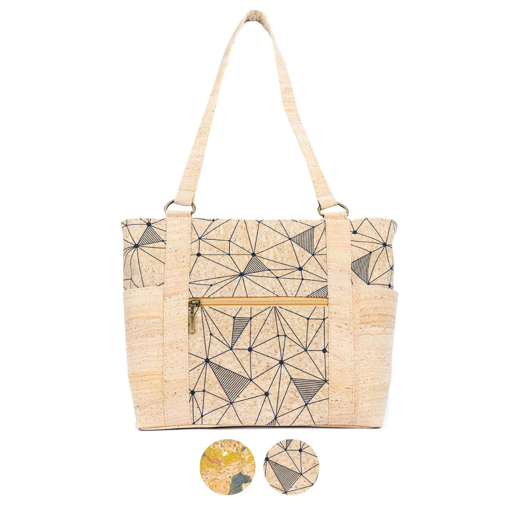 Cork Tote Bag with Zipper Pocket – Vegan Shoulder Handbag for Women BAGP-326