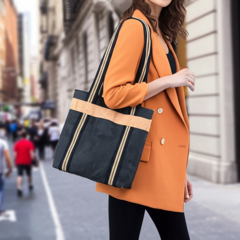 Bolso de hombro de mujer de corcho y cincha BAGP-297