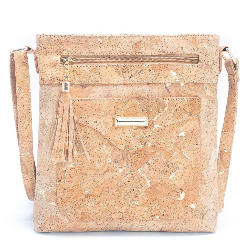 Women's Crossbody Bag in Natural Cork with Gold or Silver Accents BAG-2249