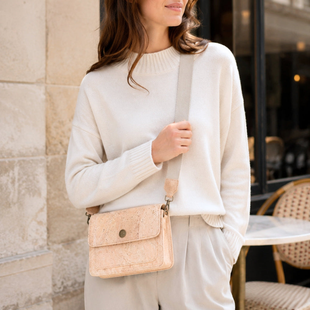 Bolso bandolera estructurado de corcho natural para mujer BDCS-BAG-2309