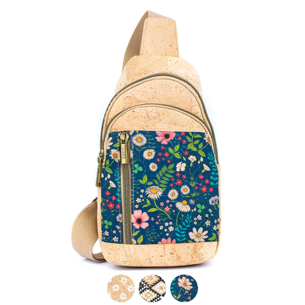 Cork Sling Bag with Adjustable– Floral & Geometric Patterns BAG-2374