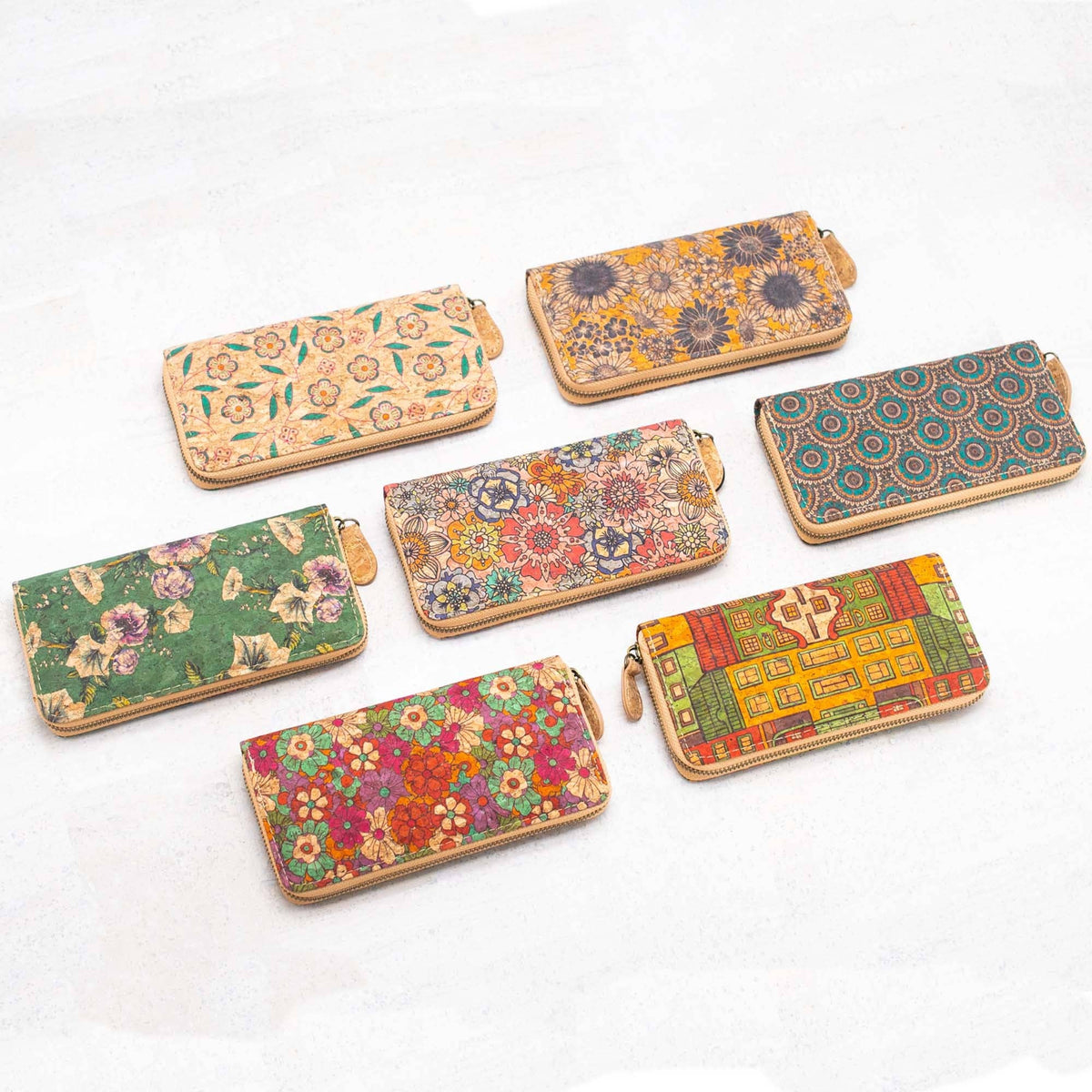 Various patterns natural cork women zipper card wallet- Vegan Cork Wallet BAG-2216