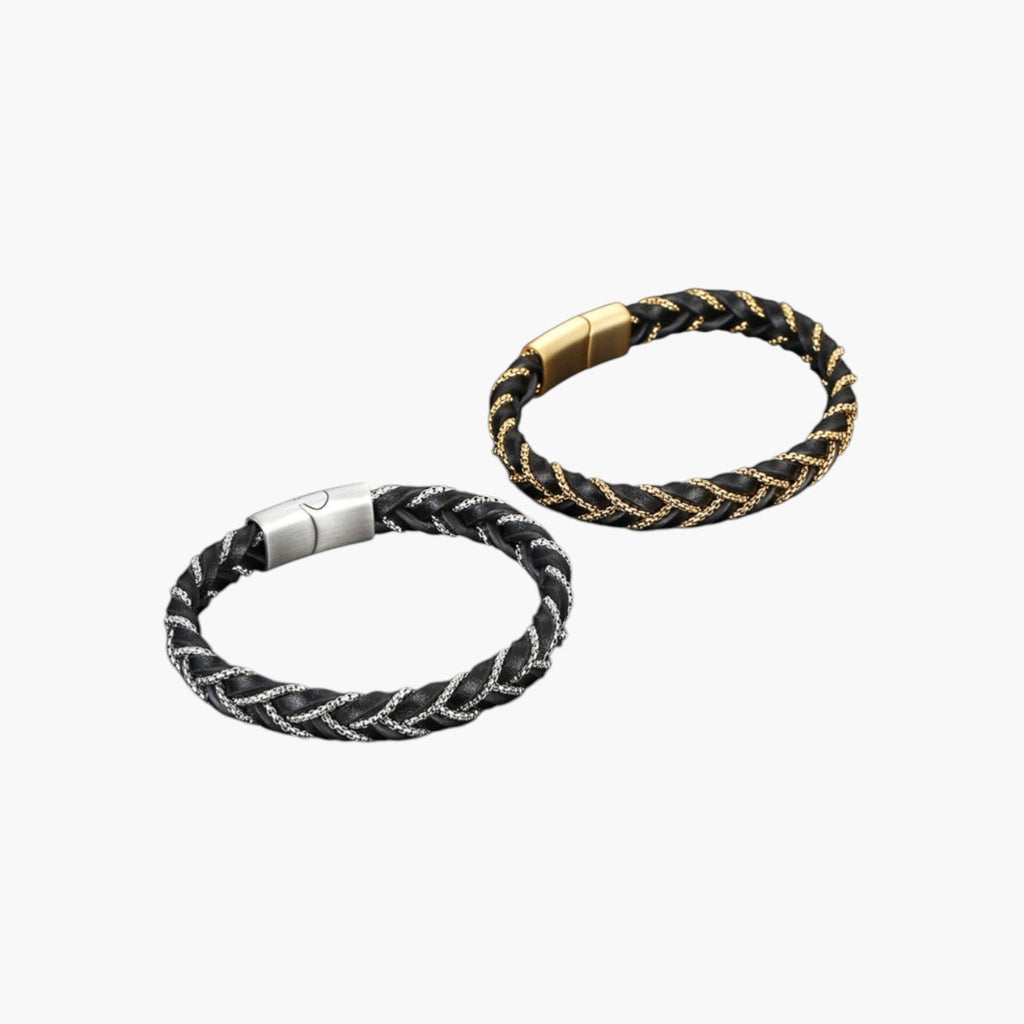 Armband aus Leder und Edelstahl 316L