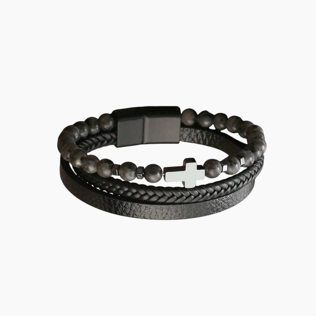 Armband aus Leder und Naturstein