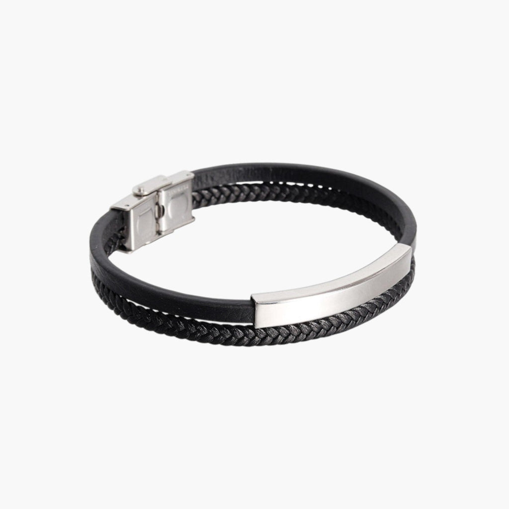 Leder- und Edelstahlarmband