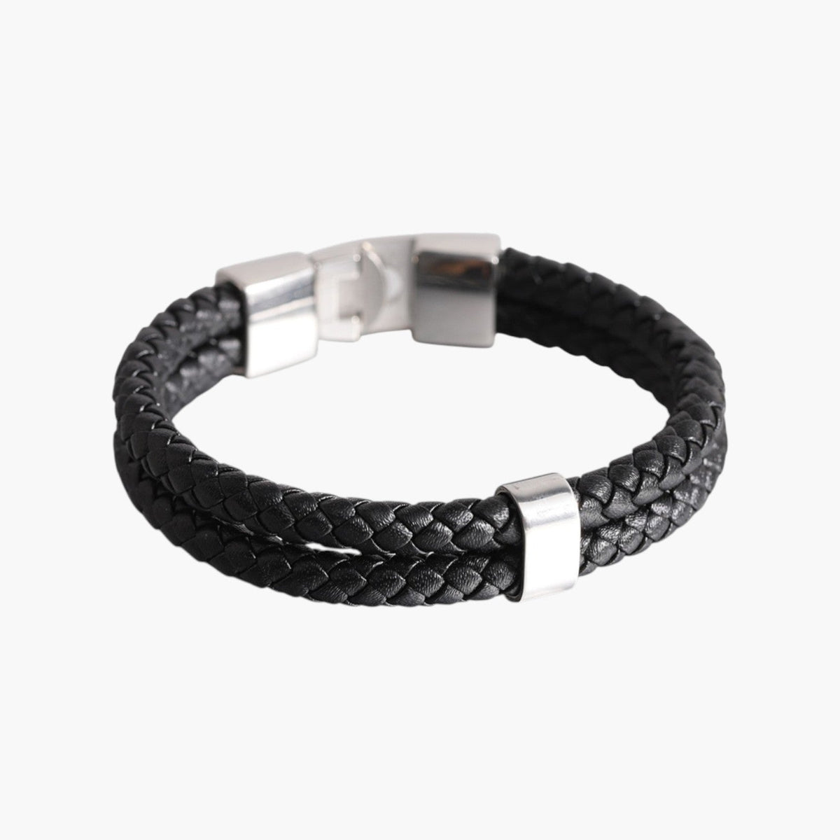 Pulseira de Couro e Aço Inoxidável