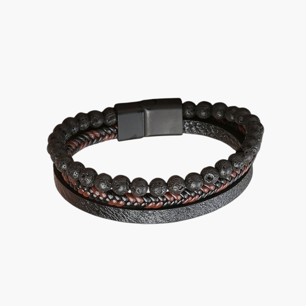 Armband aus Leder und Naturstein