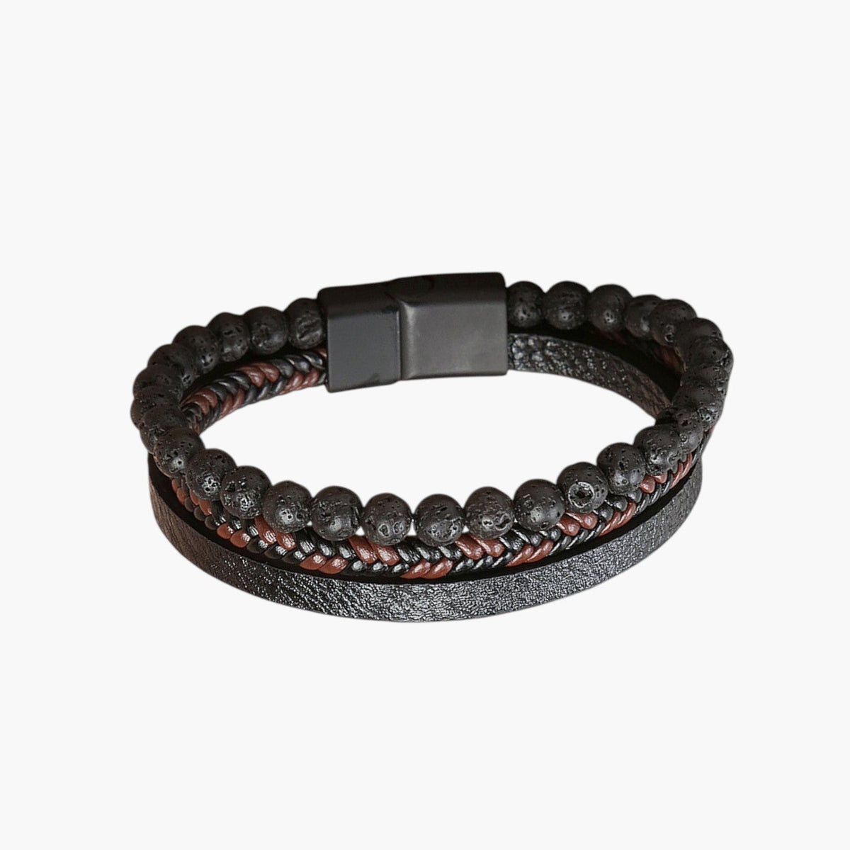 Pulseira de Couro e Pedra Natural