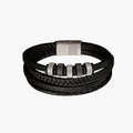 Leder- und Edelstahlarmband