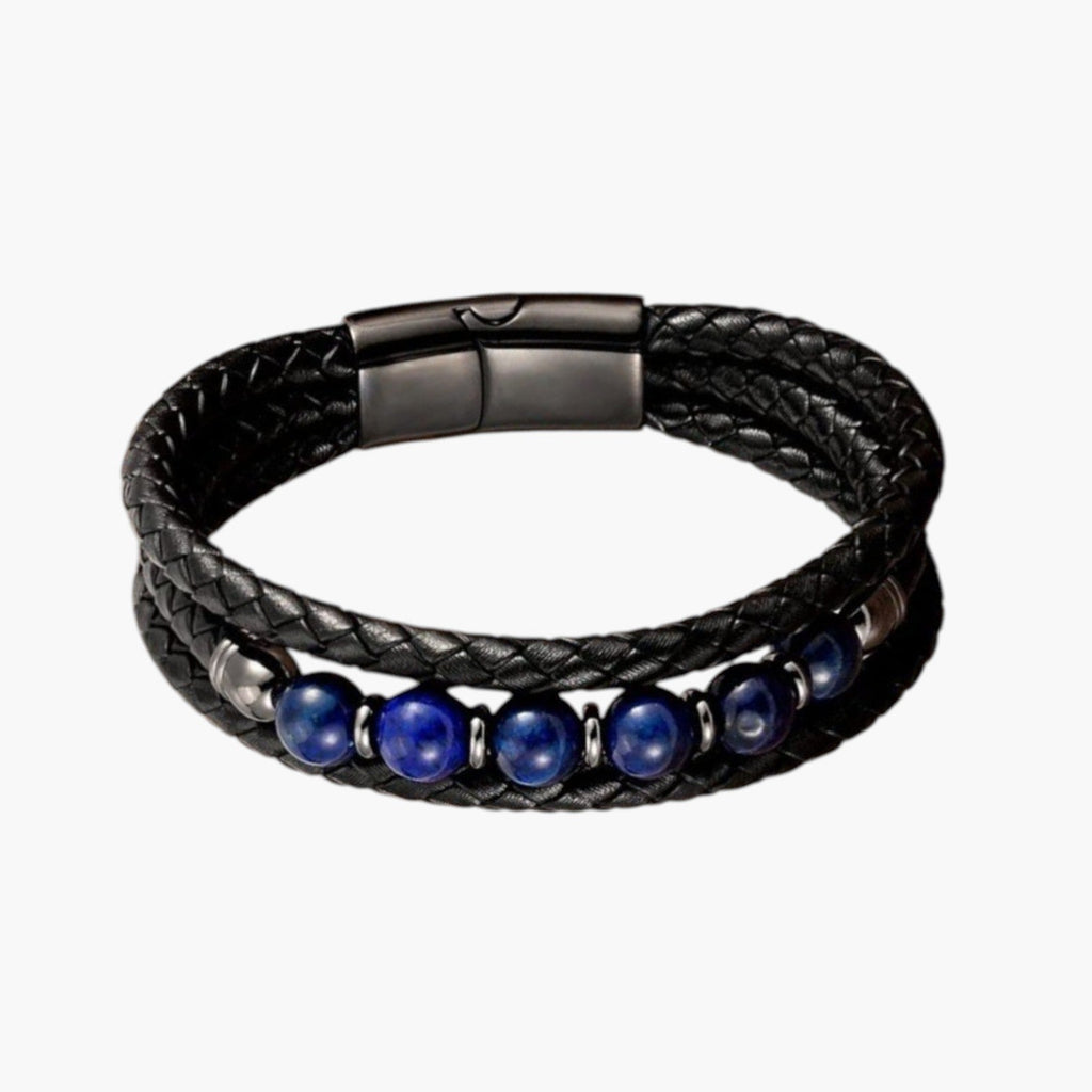 Pulsera de Cuero y Piedra Natural