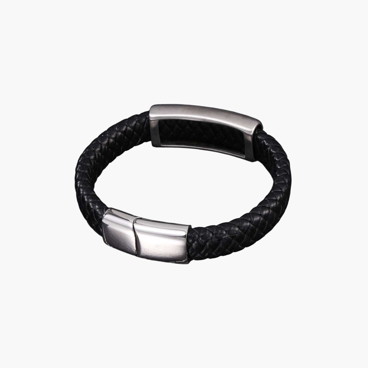Pulseira de Couro e Aço Inoxidável