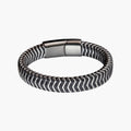 Pulseira de Couro e Aço Inoxidável