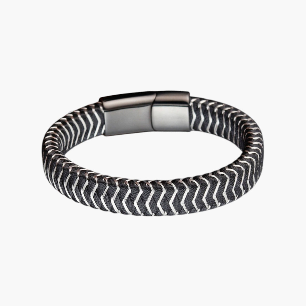 Pulseira de Couro e Aço Inoxidável