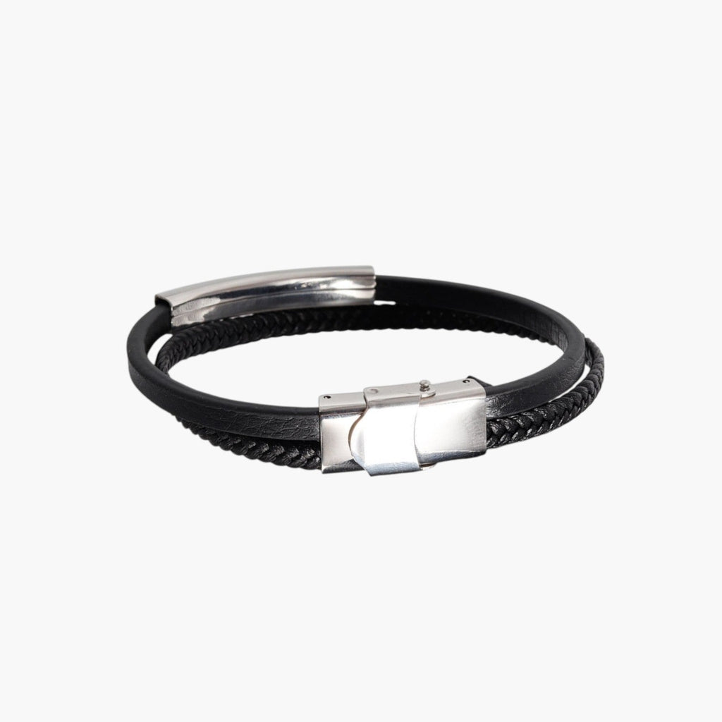 Leder- und Edelstahlarmband
