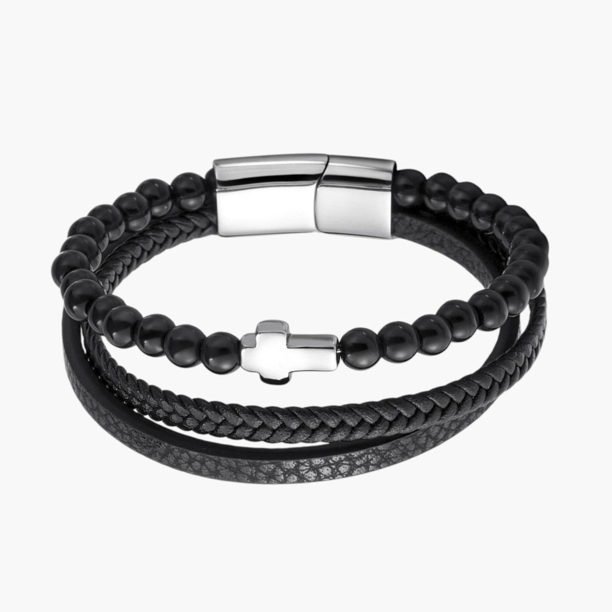 Pulseira de Couro e Pedra Natural
