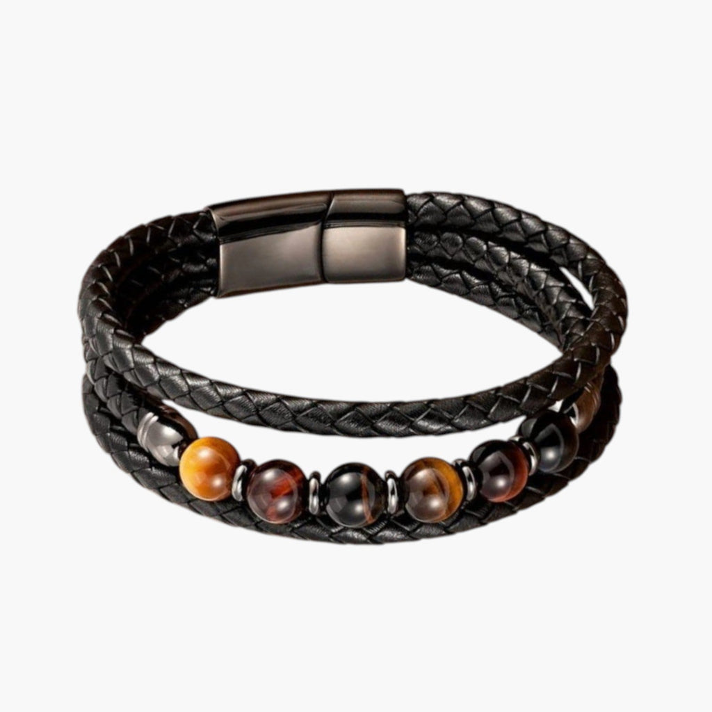 Pulsera de Cuero y Piedra Natural