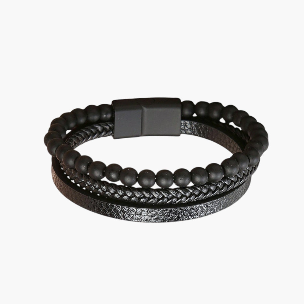 Armband aus Leder und Naturstein