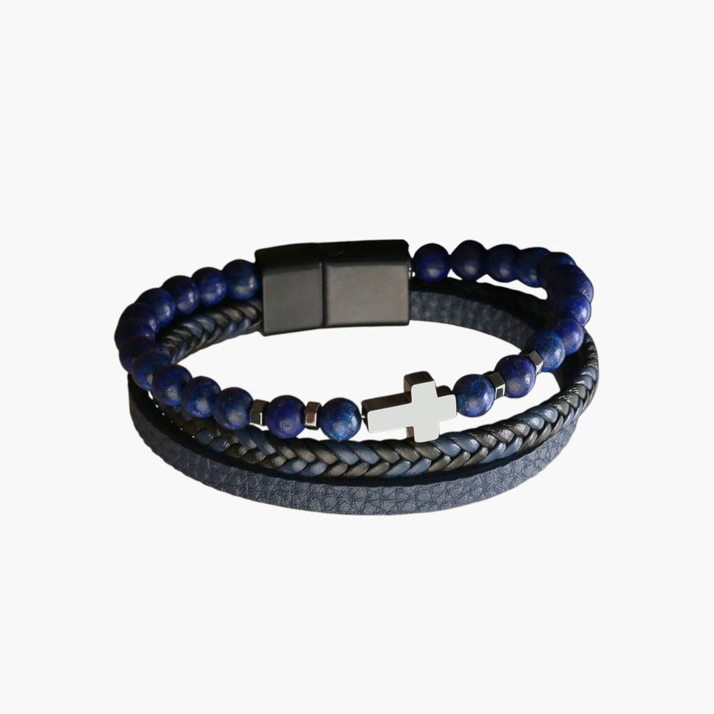 Armband aus Leder und Naturstein