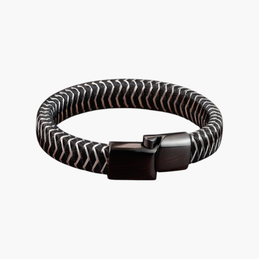 Pulseira de Couro e Aço Inoxidável
