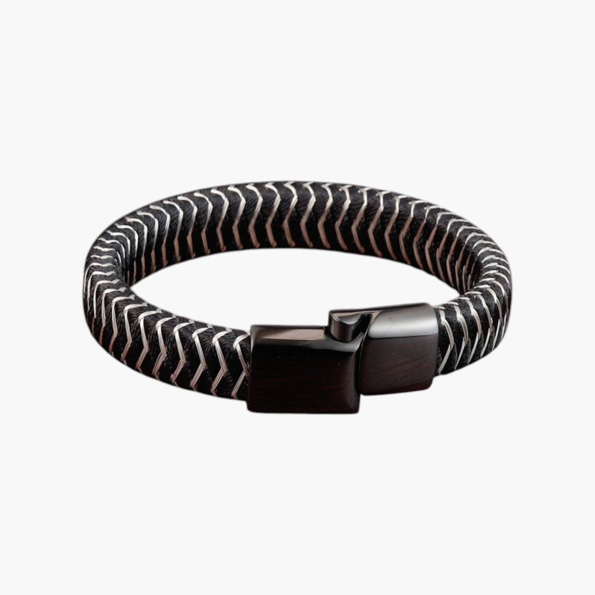 Pulseira de Couro e Aço Inoxidável