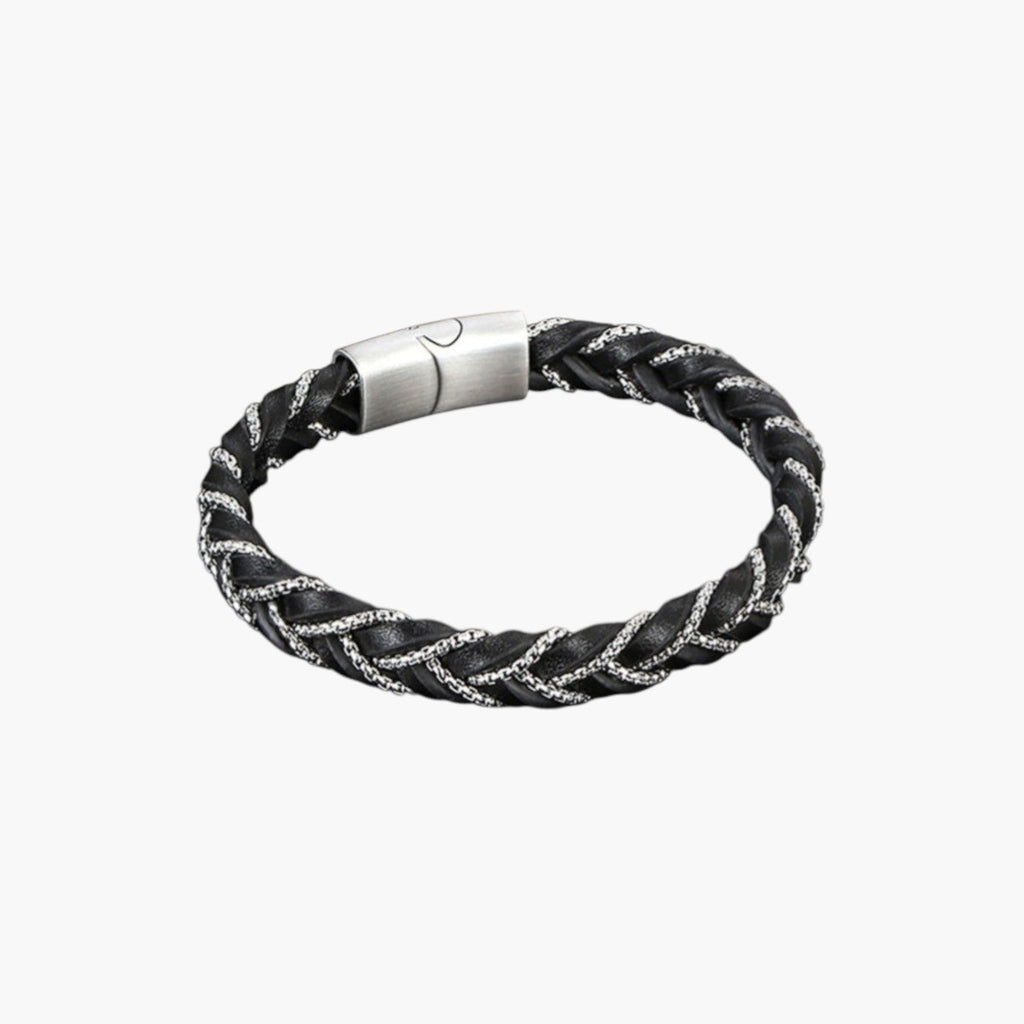 Armband aus Leder und Edelstahl 316L