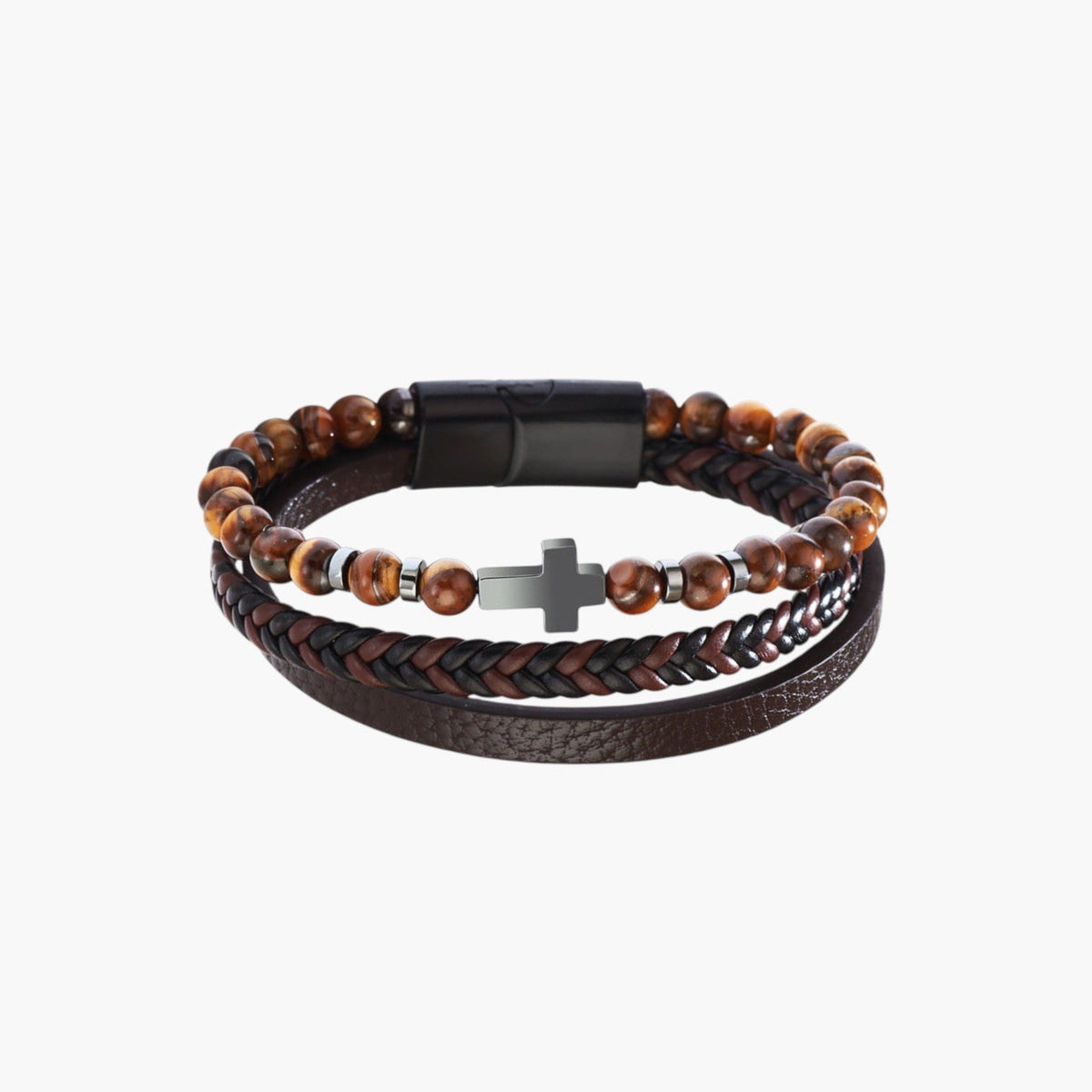Pulseira de Couro e Pedra Natural