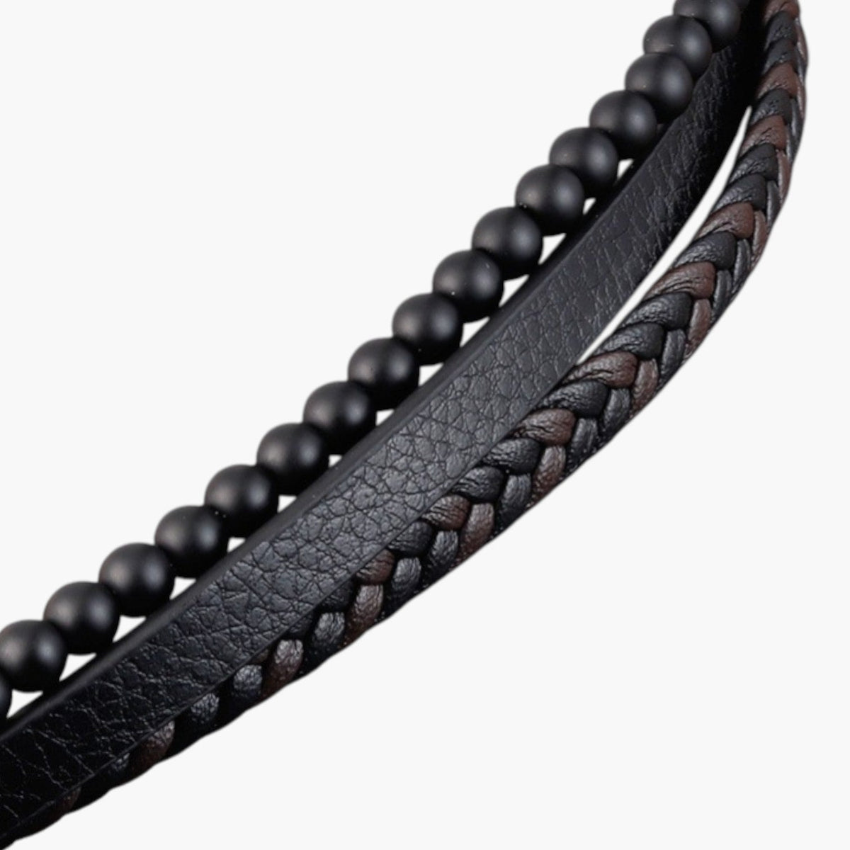 Pulseira de Couro e Pedra Natural