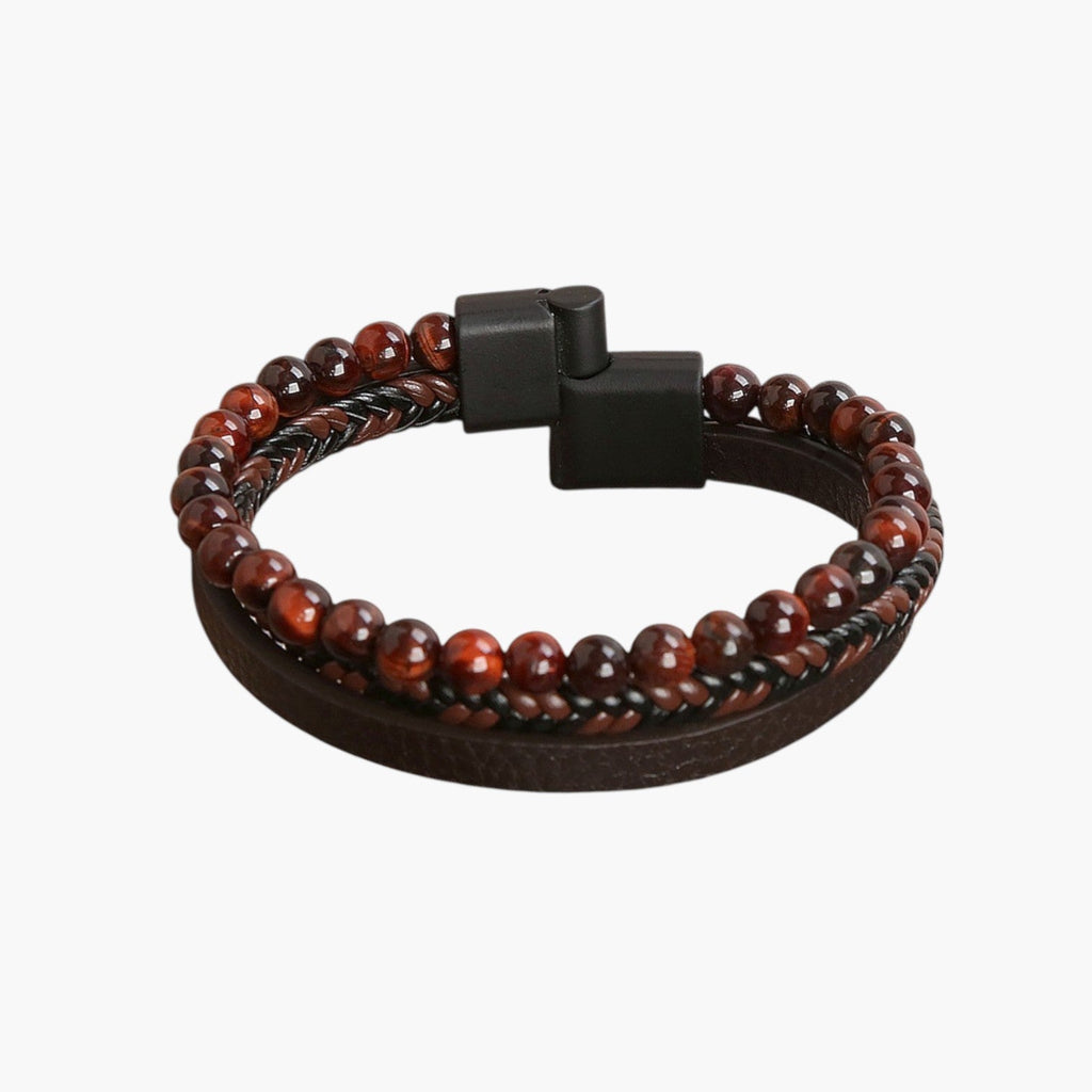 Armband aus Leder und Naturstein