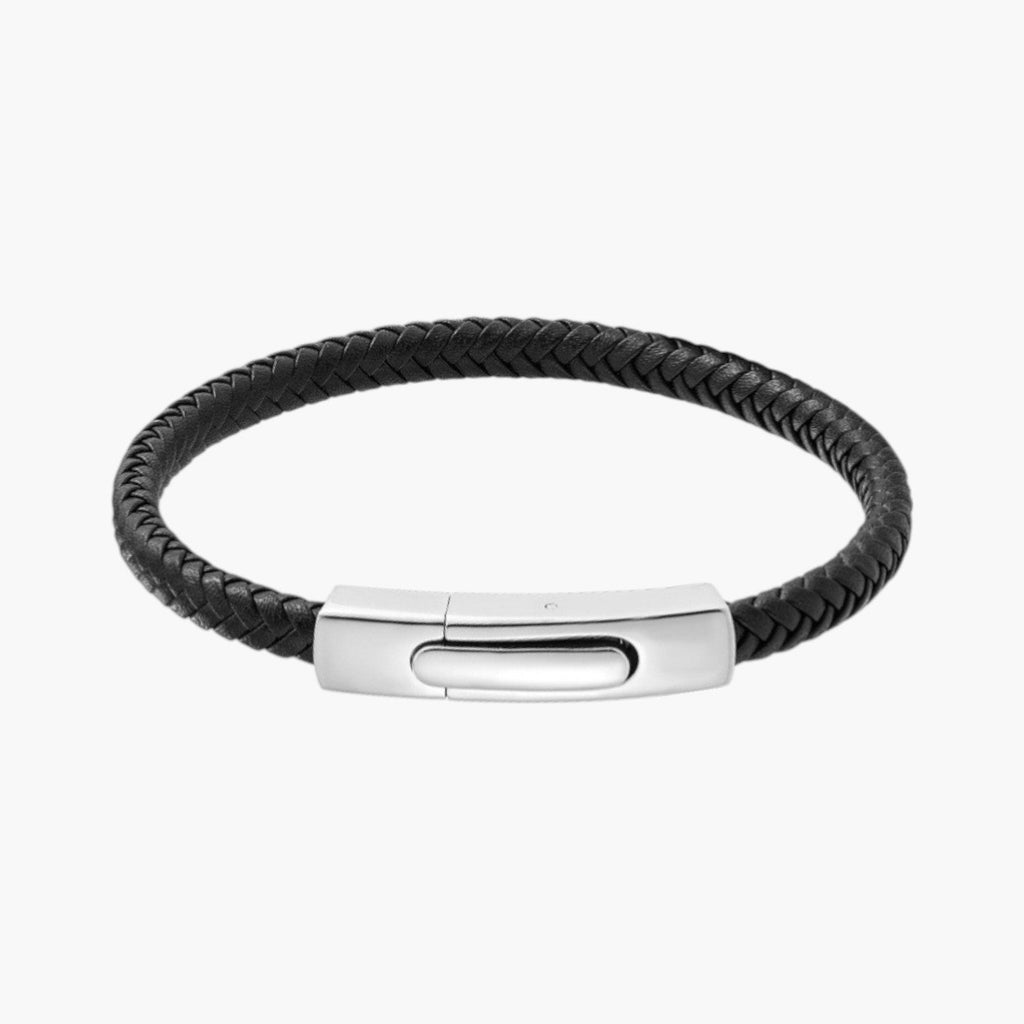 Armband aus Leder und Edelstahl 316L