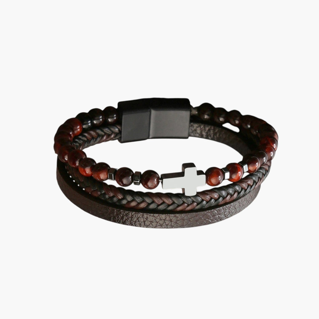 Armband aus Leder und Naturstein