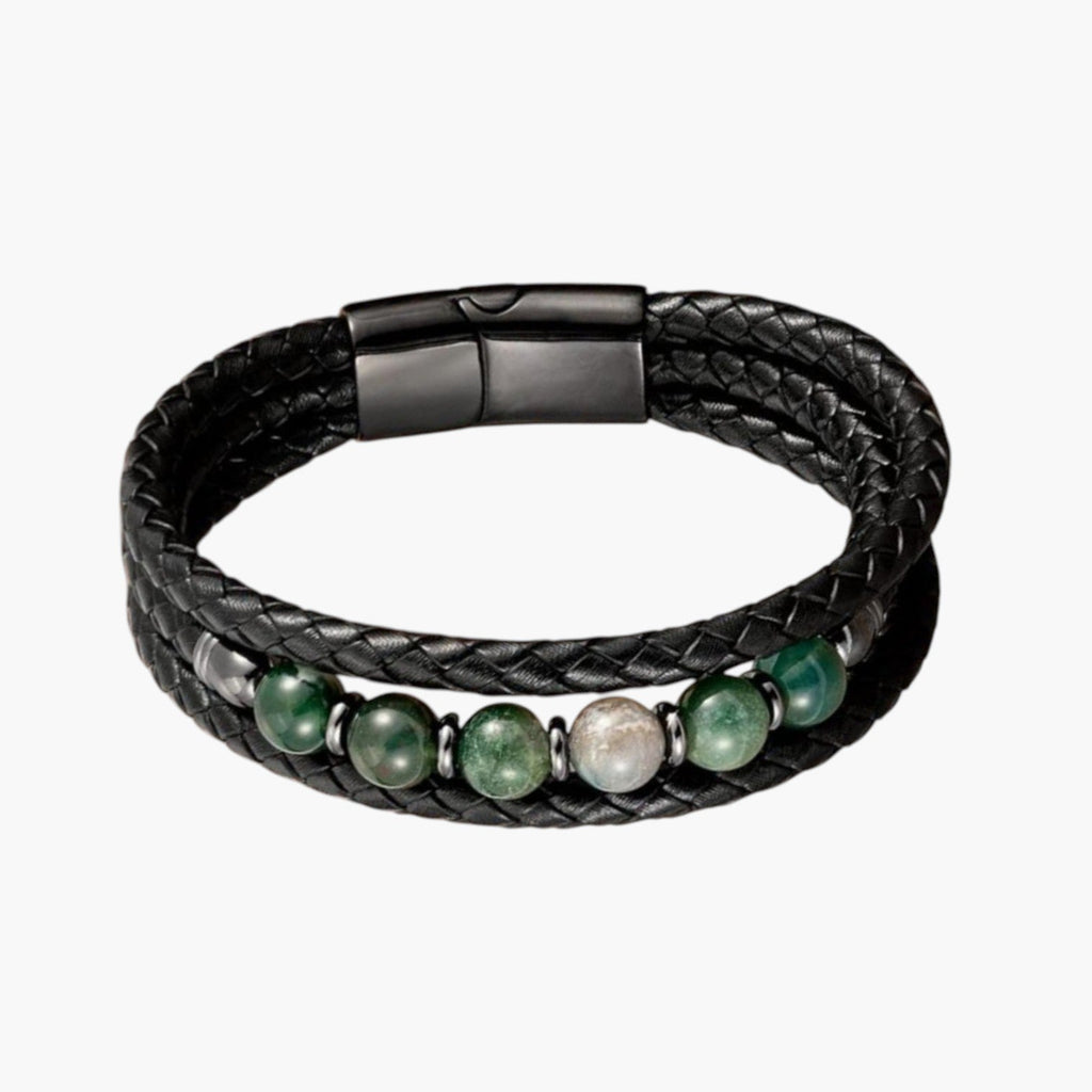 Pulsera de Cuero y Piedra Natural