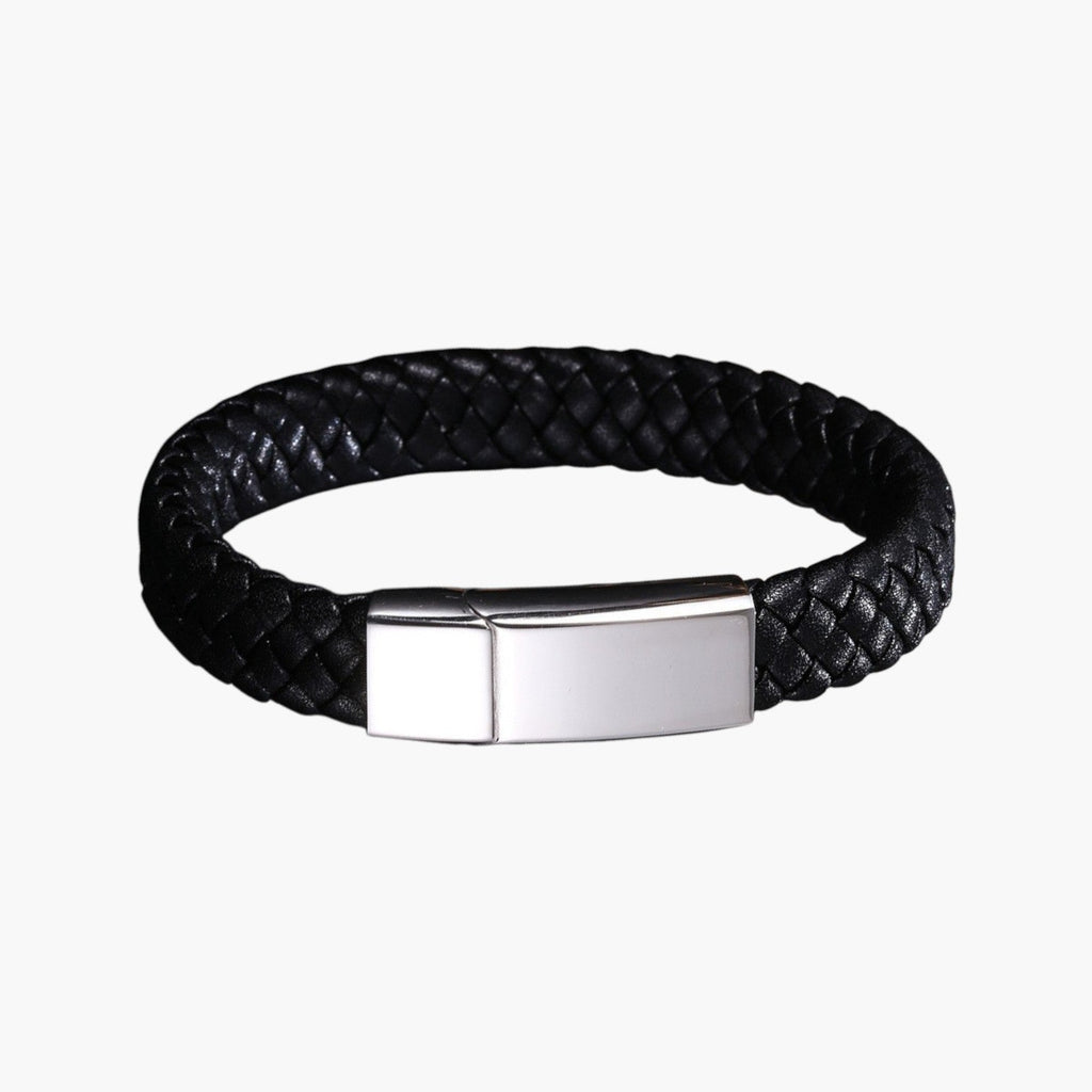 Pulseira Personalizada de Couro e Aço Inoxidável