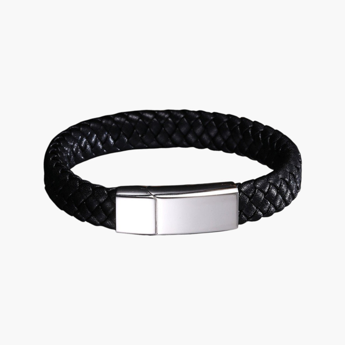 Pulseira Personalizada de Couro e Aço Inoxidável