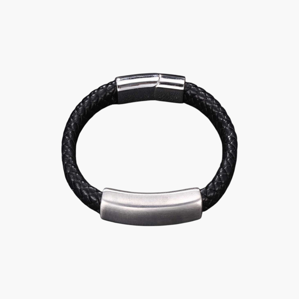 Pulseira de Couro e Aço Inoxidável
