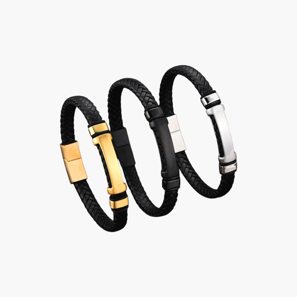 Armband aus Leder und Edelstahl 316L
