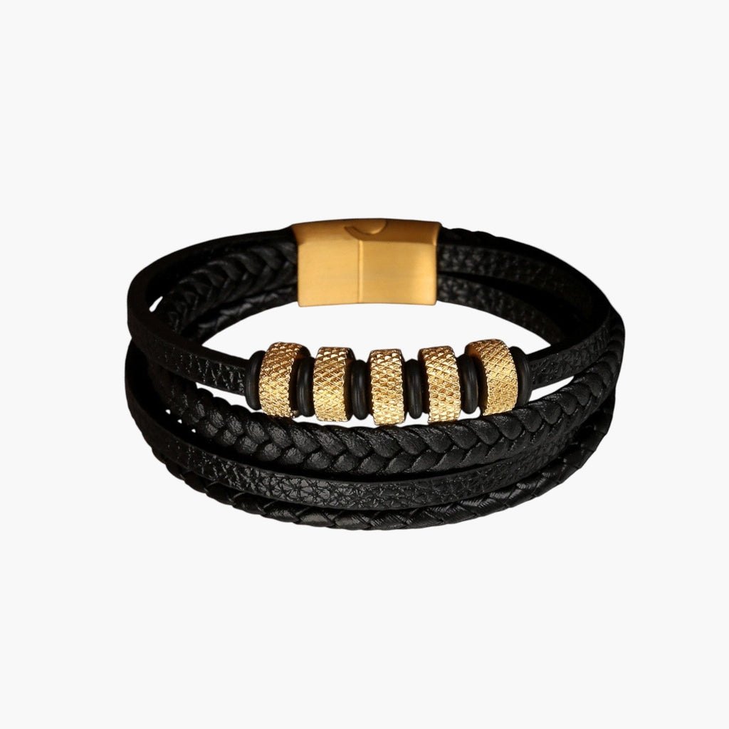 Leder- und Edelstahlarmband