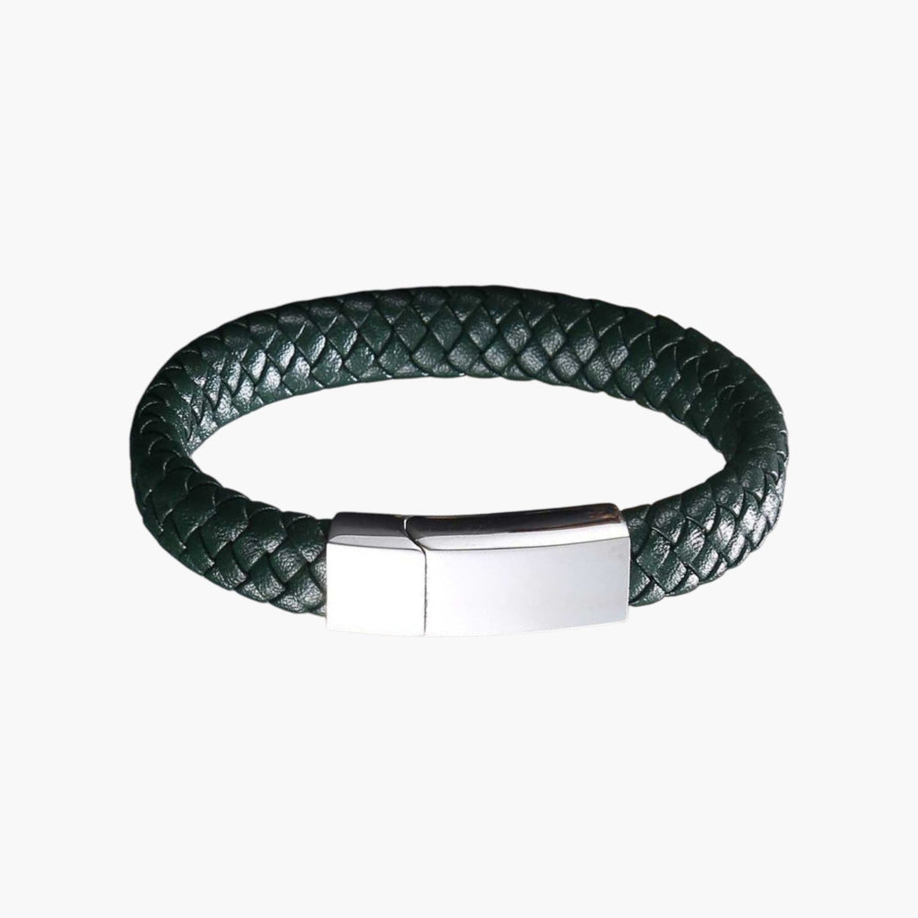 Pulseira Personalizada de Couro e Aço Inoxidável