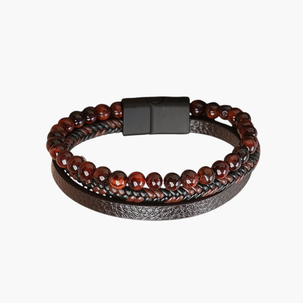 Armband aus Leder und Naturstein