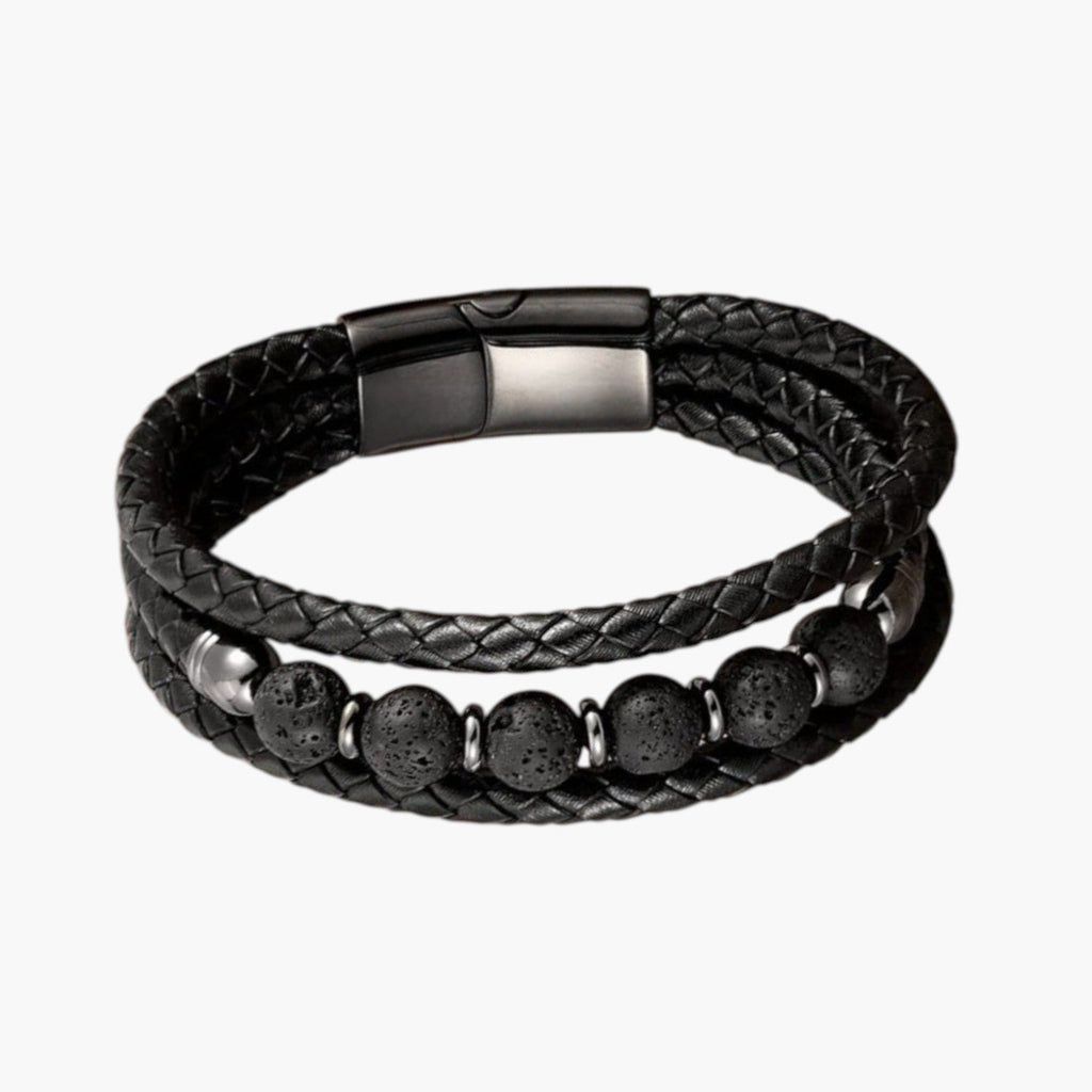 Pulsera de Cuero y Piedra Natural